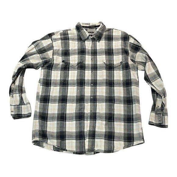 Walls Ranch Wear Shirt Men's Large Gray Plaid Western Pearl Snap Cowboy Rodeo - Picture 1 of 5